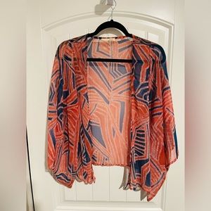 Lush M/L Orange& Blue Aztec print Kimono